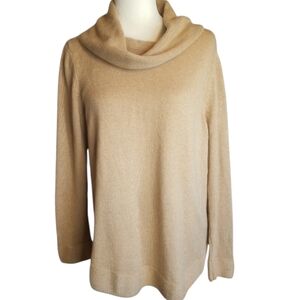 Chico's Gold Camel Subtle Sparkle Sweater Cotton Blend